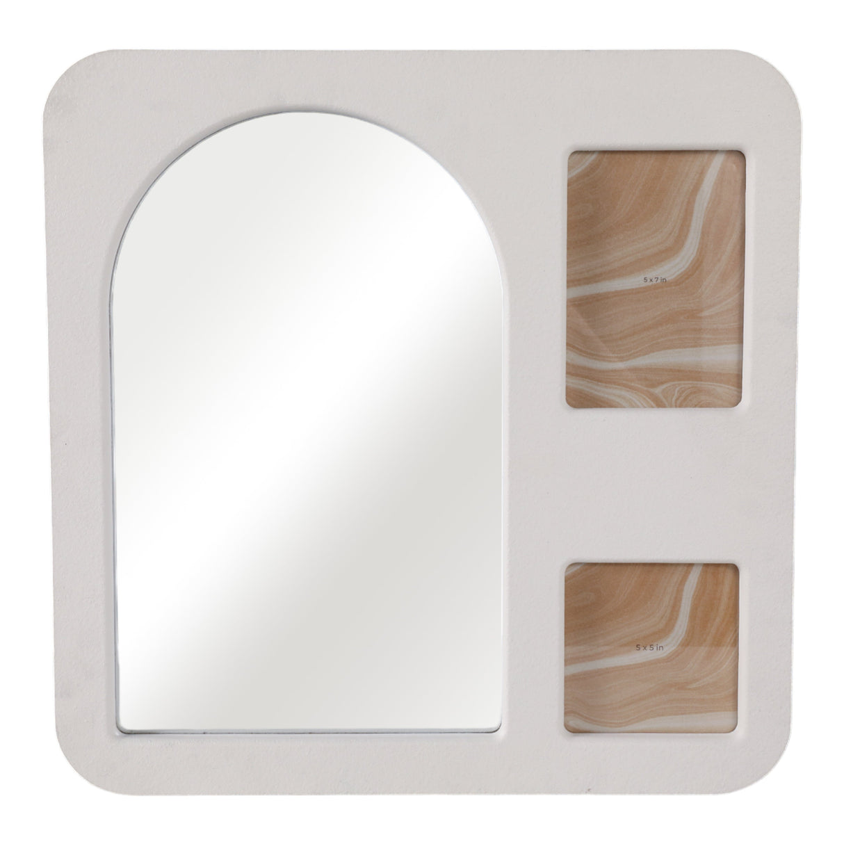 19x19" Mirror & 2 Photo Collage Frame Textured, Iv