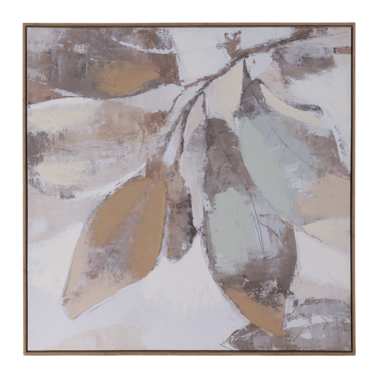 40x40" Handpainted Fall Leaves, Brown