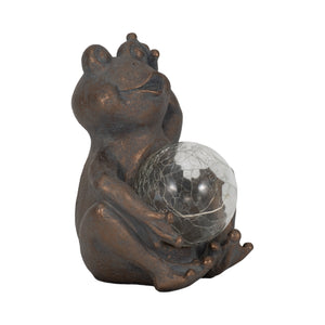 7" Frog With Solar Orb, Antique Copper