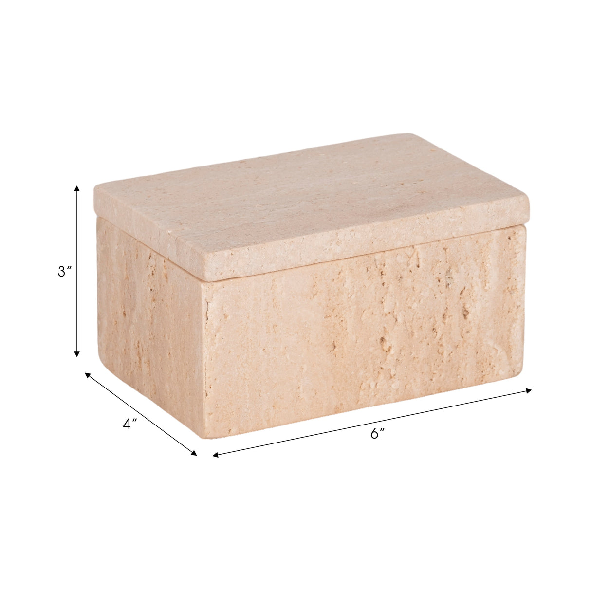 6" Travertine Box, Tan