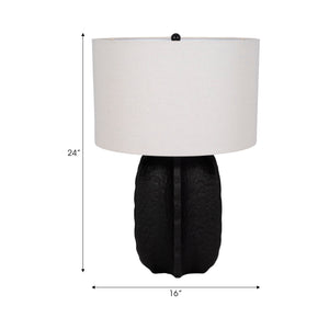 24" Textured Jagged Table Lamp, Black/white