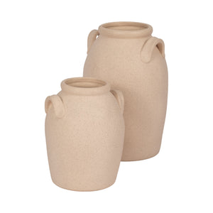 6" Textured Jug With Handles, Sand