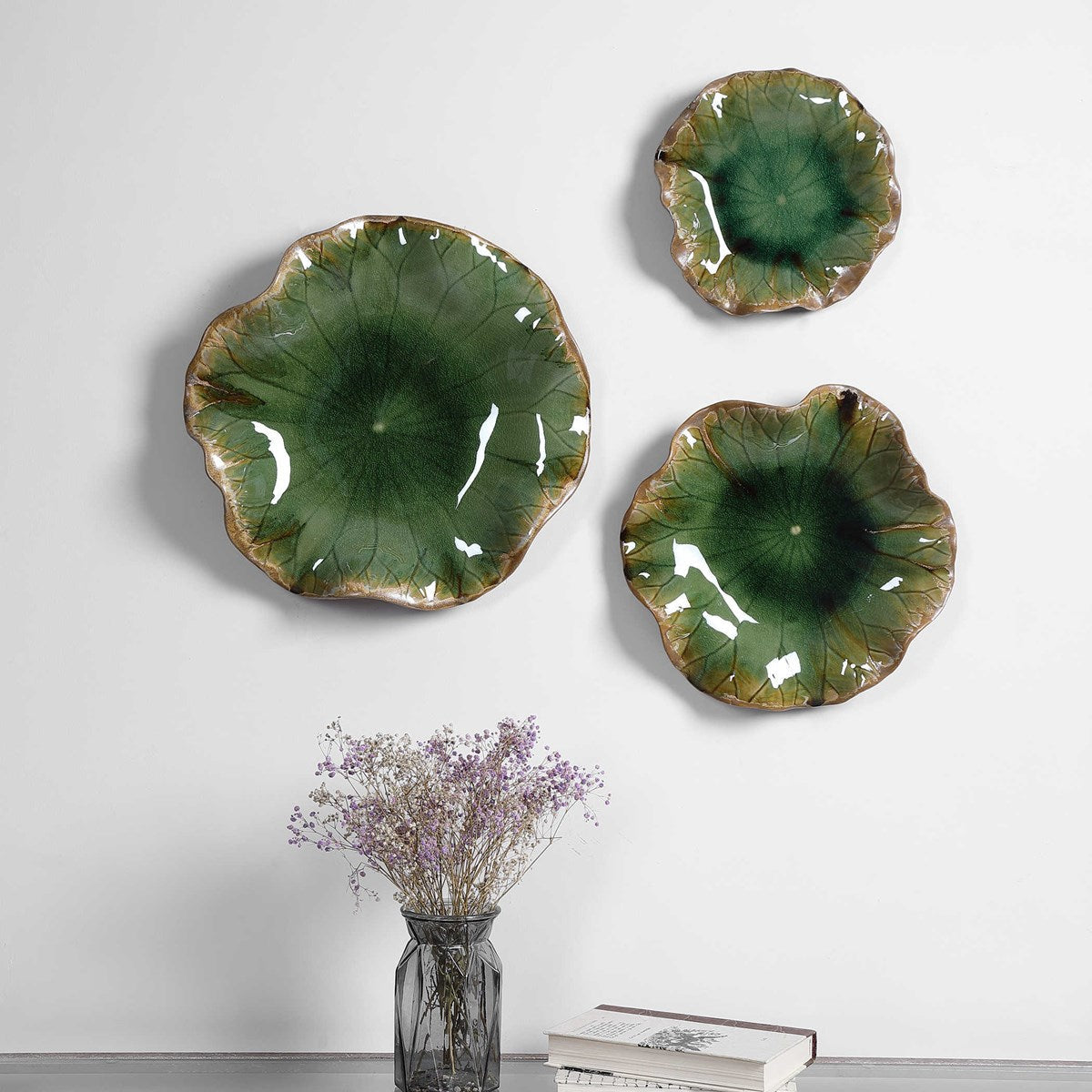 Abella Green Ceramic Wall Decor, S/3