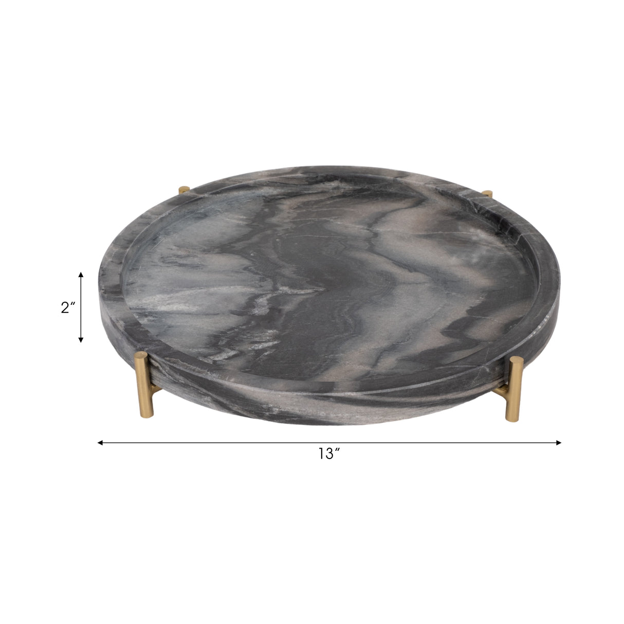 13" Oxford Small Marble Tray, Gray