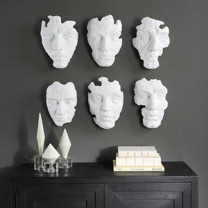 Self-Portrait Wall Decor, White, S/6