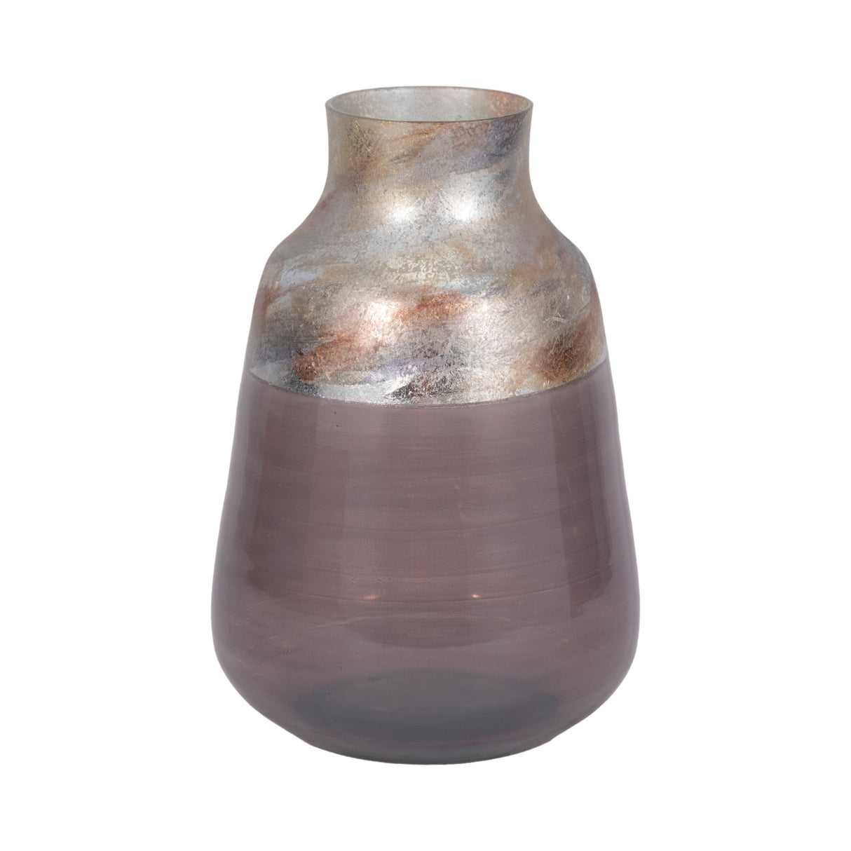 12" 2-tone Glass Vase, Grey Multi