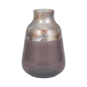 12" 2-tone Glass Vase, Grey Multi