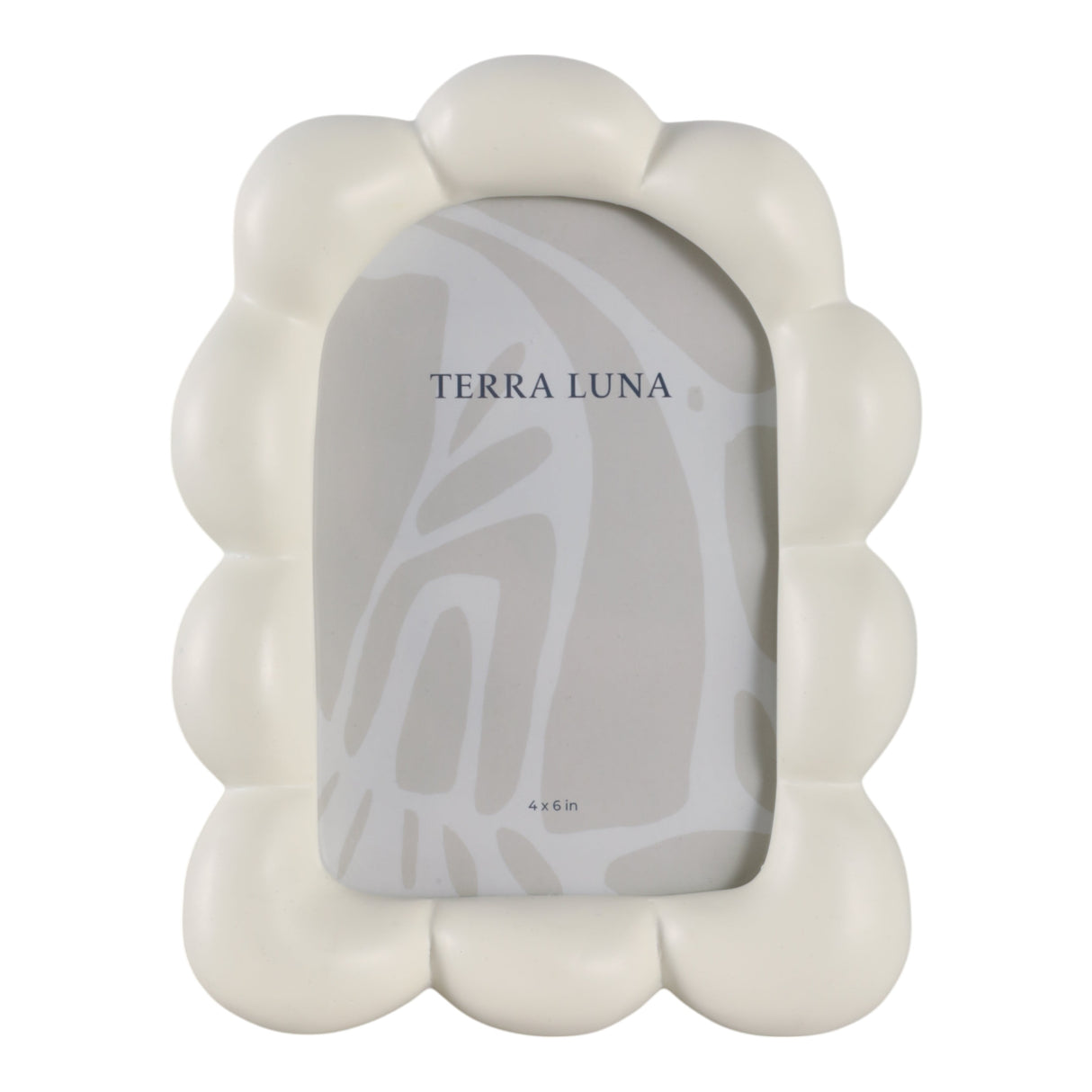 4x6" Puffy Squiggle Oval Photo Frame, Ivory