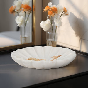 8" Hadara Marble Flower Tray, Tan