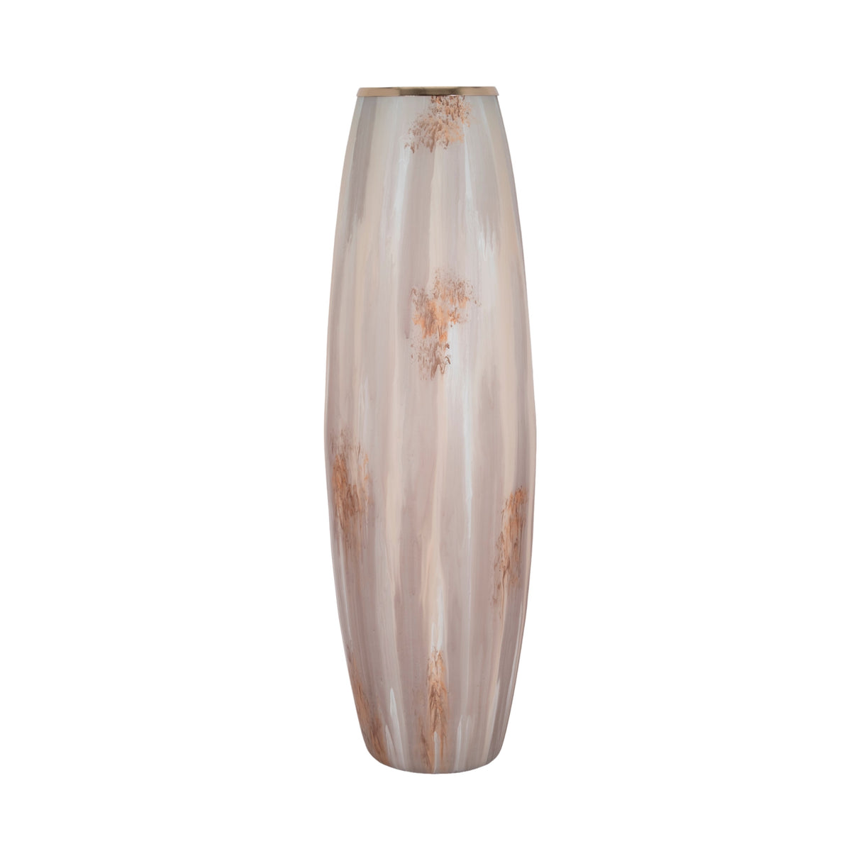 31" Curved Glass Vase Opal Finish, Ivory Multi