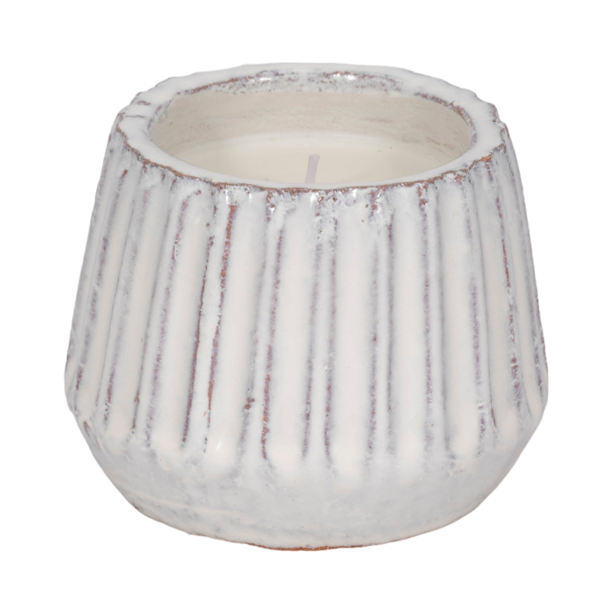 5" 9 Oz Sea Salt & Lemon Ridged Candle, White