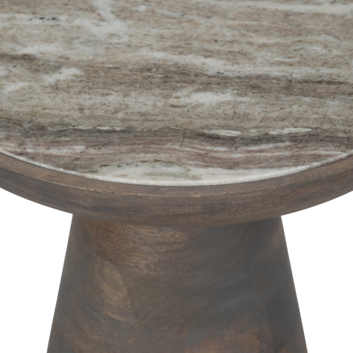 20" Wood Accent Table Baslana Marble Top, Grey