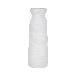 19" Horizontal Ribbed Matte Vase, Ivory