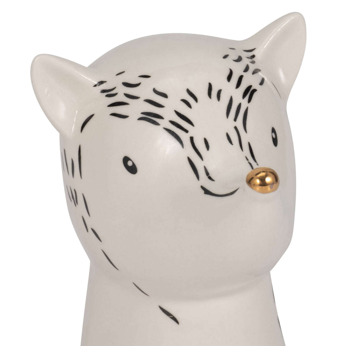 6" Fox Head With Gold Nose, White/black