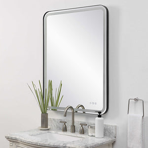 Crofton Lighted Large Mirror, Black