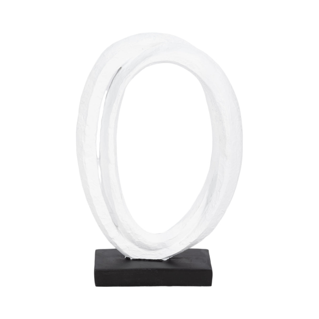 11" Oval Loops Sculpture Volcano Texture, White/bl
