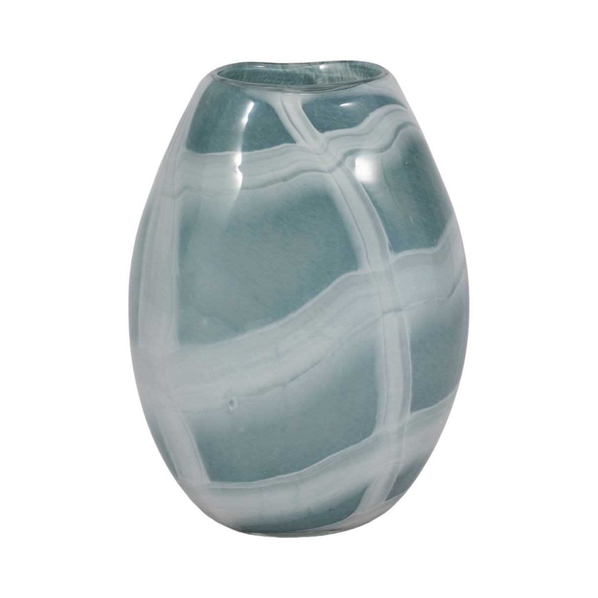 9" Slim Swirled Vase, Blue/white