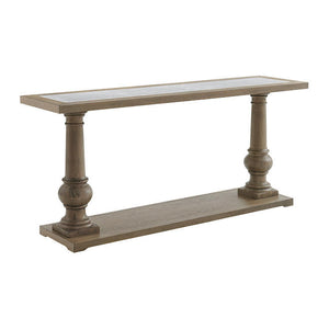 White Marble Top Grayish Brown Sofa Table