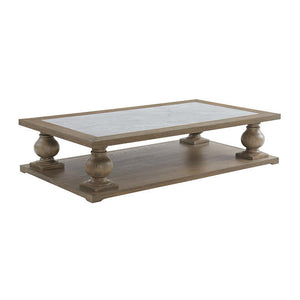 White Marble Top Grayish Brown Coffee Table