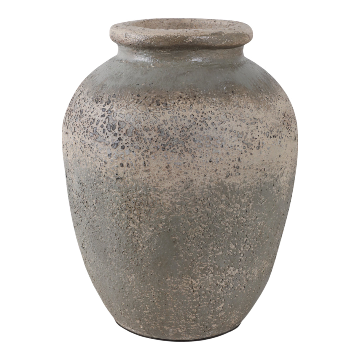 12x9" Terracotta Vase, Ivory/green