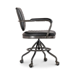 Foster Swivel Desk Chair Onyx Black Leather