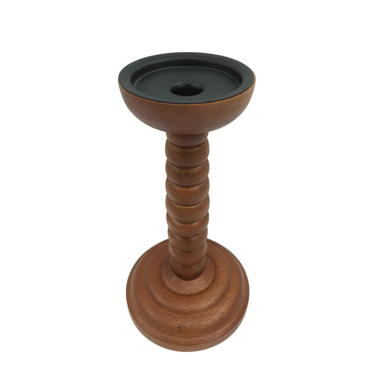 10x5" Stacked Pillar & Taper Holder, Walnut