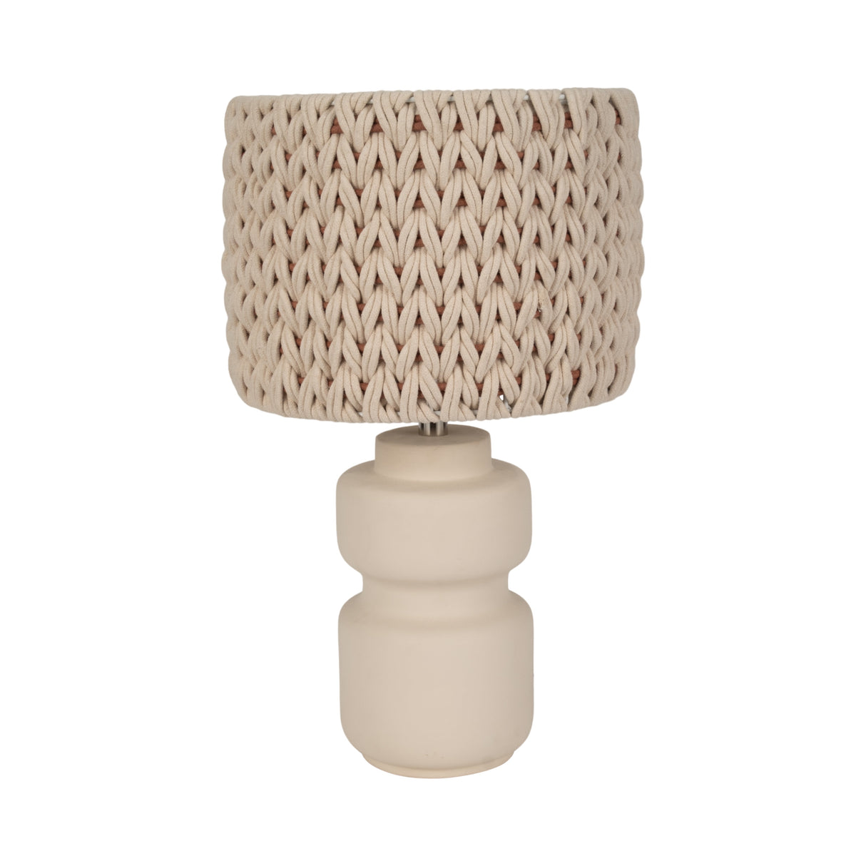 23"ceramic Table Lamp With Macrame Shade