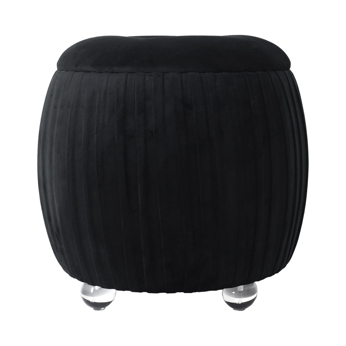 19" Newry Black Velvet Storage  Stool