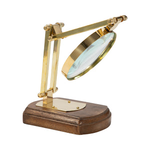 16" Kane Wood Base Magnifying Glass, Gold