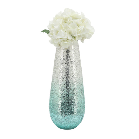 18" Crackled Vase, Green Ombre