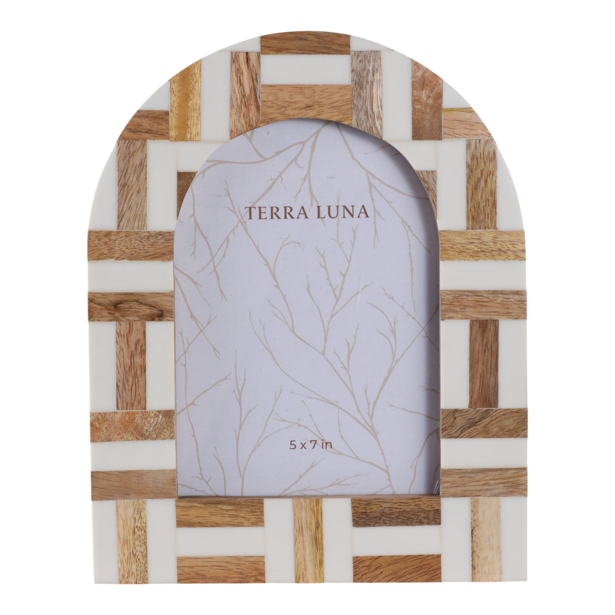 5x7 Wood Inlay Photo Frame, Ivory/natural