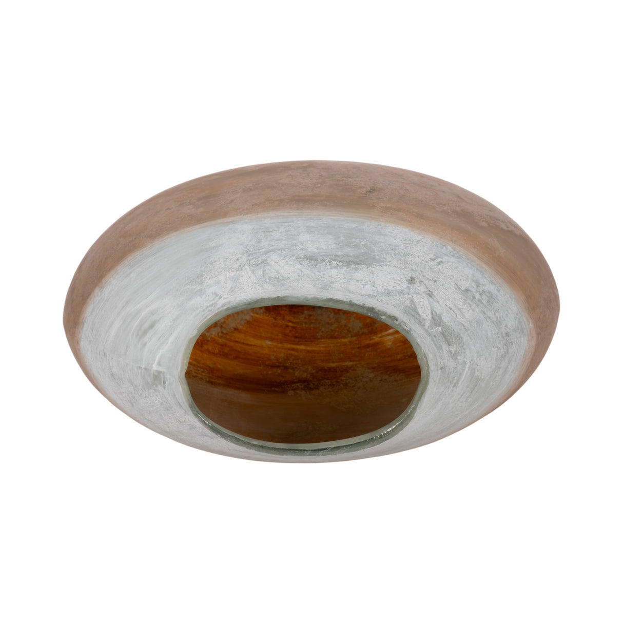 13" Gold Ombre Round Vase, White/gold