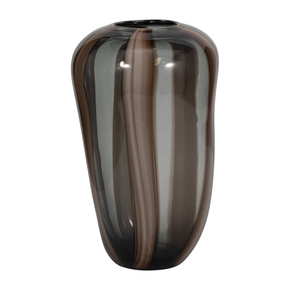 13" Bayle Large Brown Striped Glass Vase