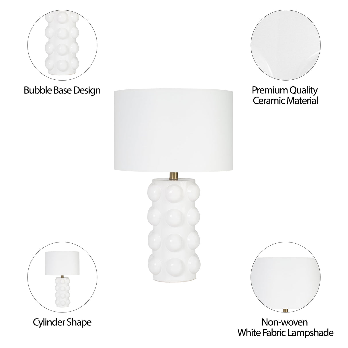 Ceramic 22" Bubble Table Lamp, White