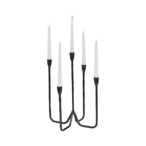 16" Forged 5-taper Candle Holder, Black