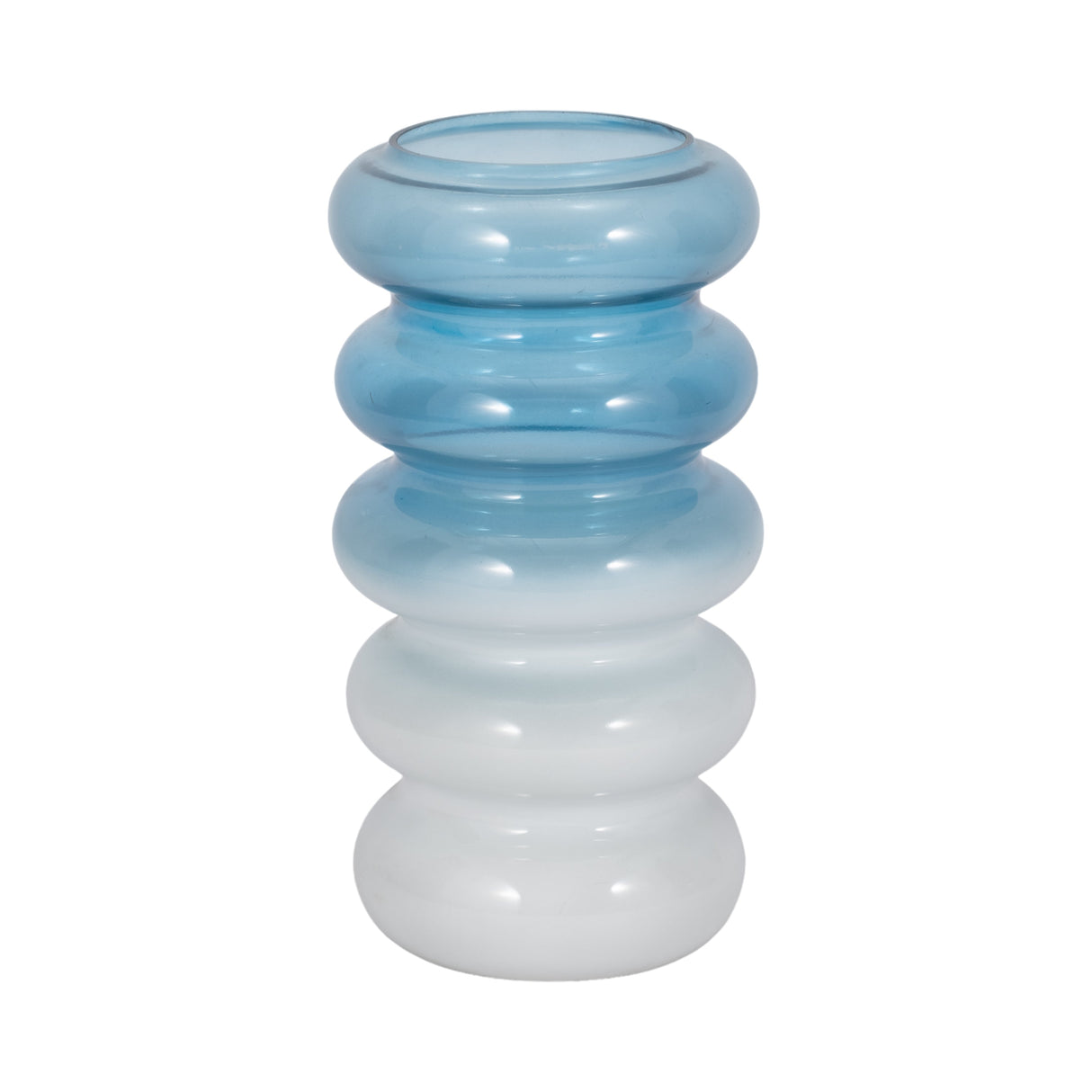 GLASS, 12"H ACCORDION VASE, BLUE