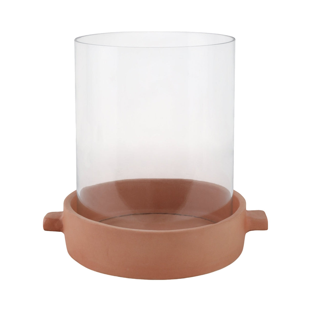 10x10" Terracotta Hurricane Pillar Holder, Natural