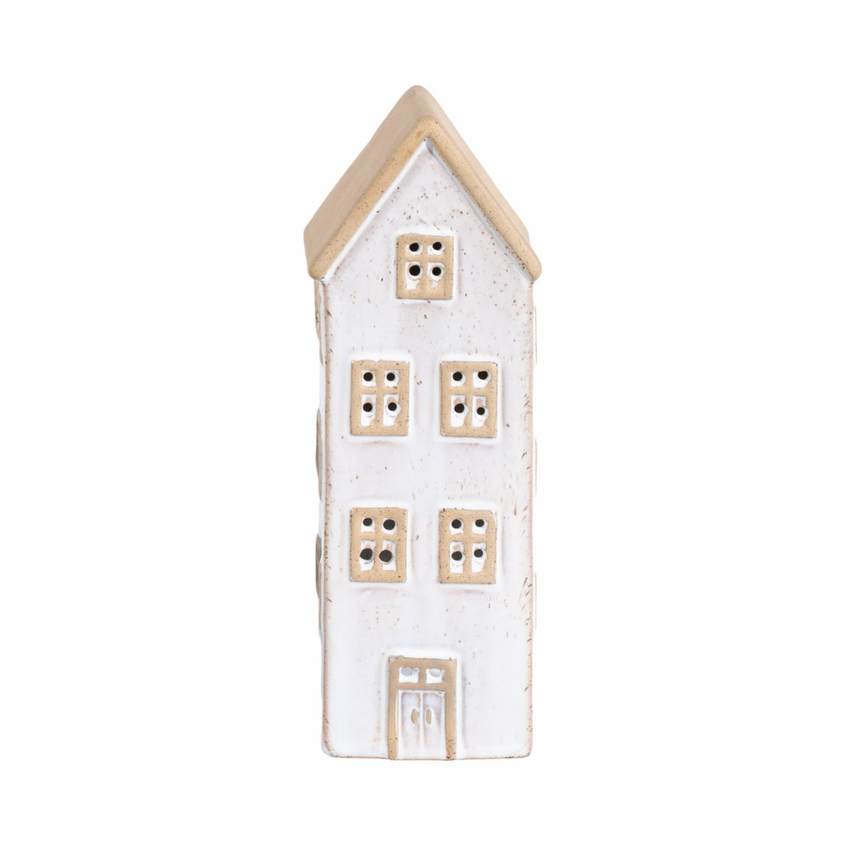 10x3" Narrow House Tealight Holder, Ivory