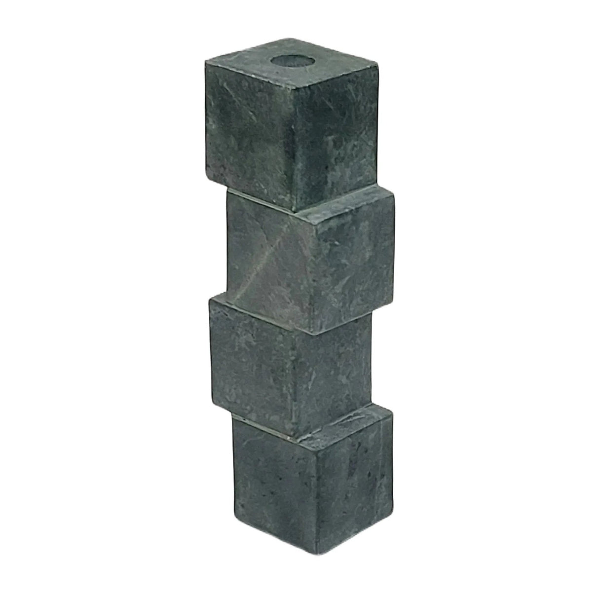 10x3" Stacked Cube Marble Taper Holder, Green