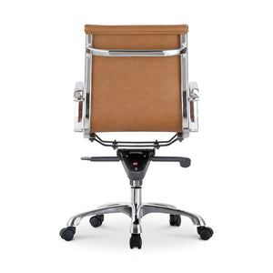 Studio Swivel Office Chair Low Back Tan Vegan Leather