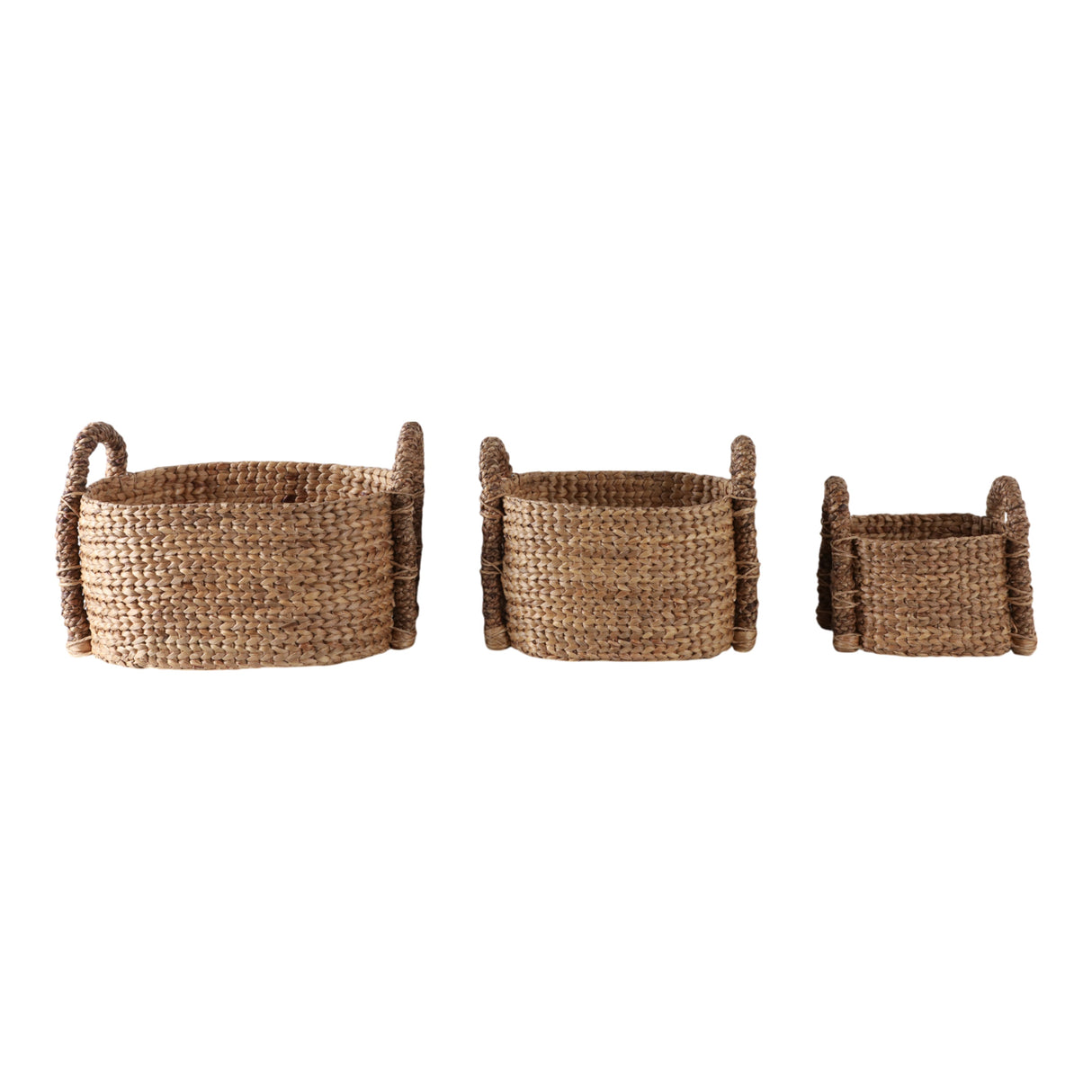 S/3 15/20/24" Oval Waterhyacinth Baskets, Natural