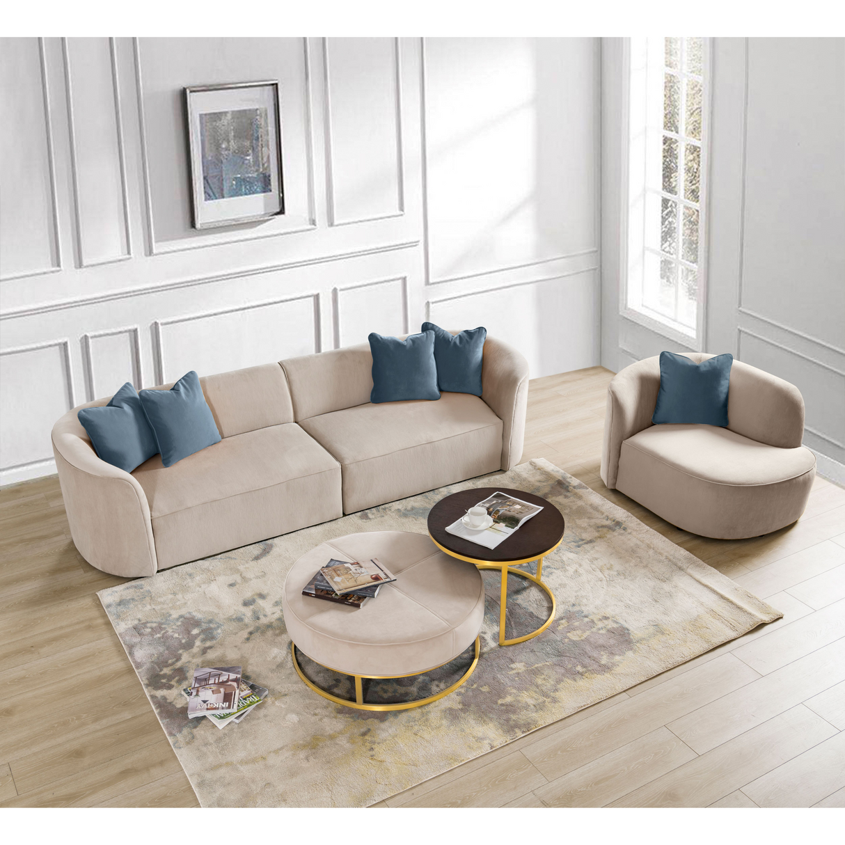 Dana Beige Mustard 4 Seater Sofa (287cm)