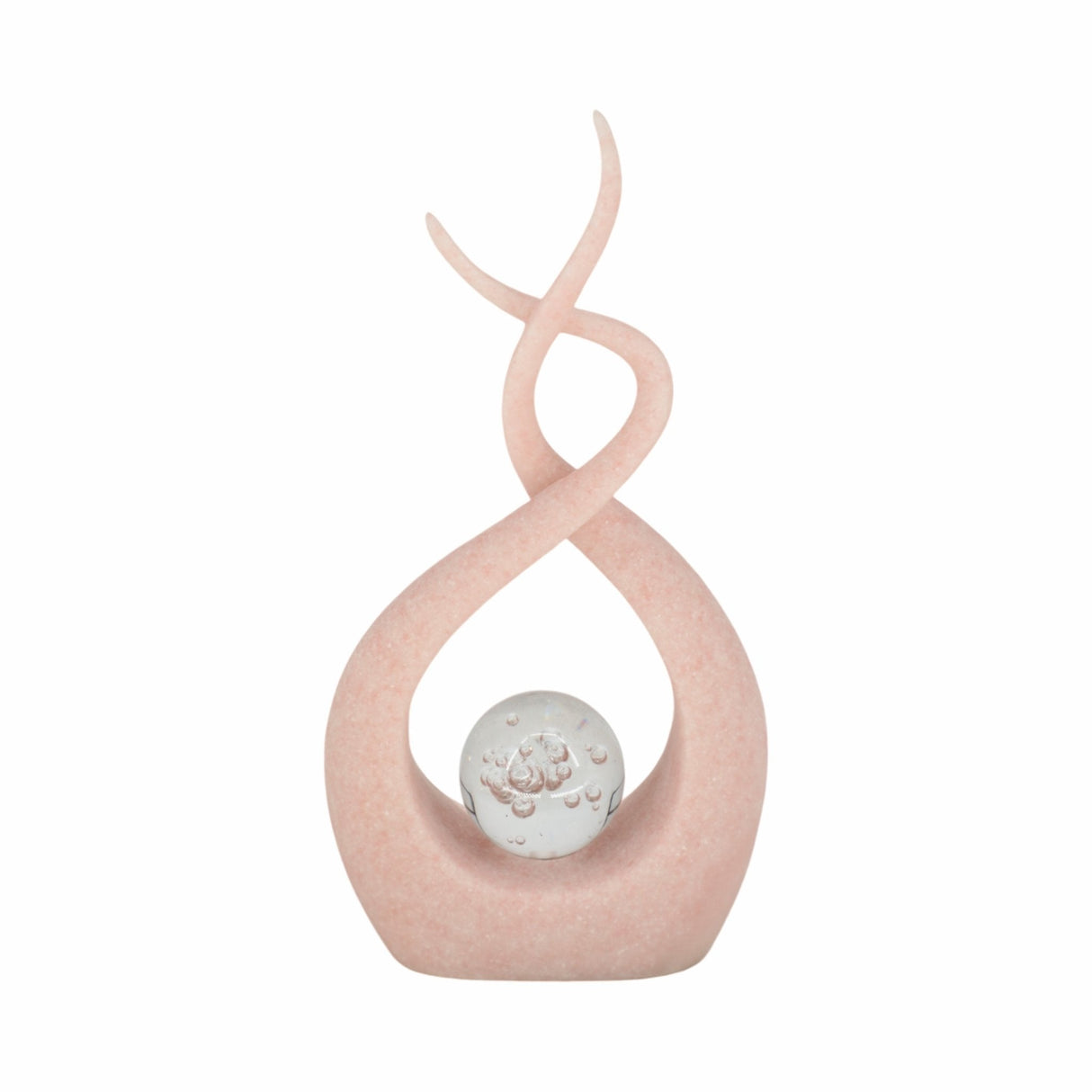 12" Laxmi Pink Quartz Resin Statuary With Crystal