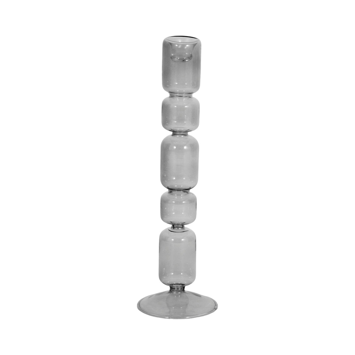 12" Mixed Bubble Taper Candleholder, Smoke