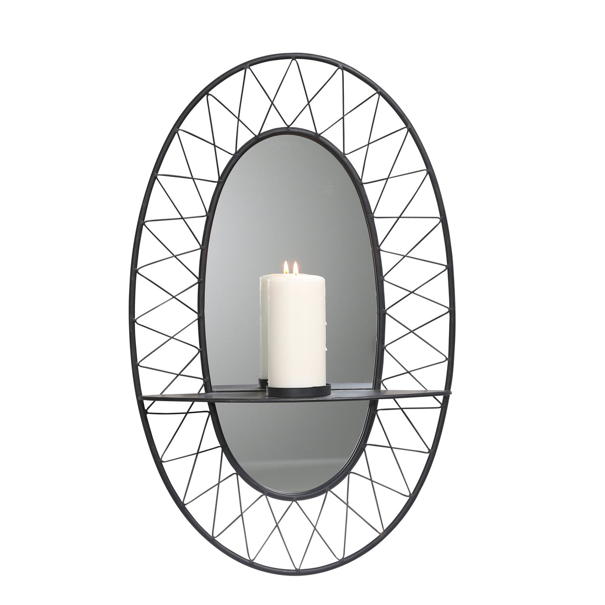 BLACK METAL SCONCE MIRROR