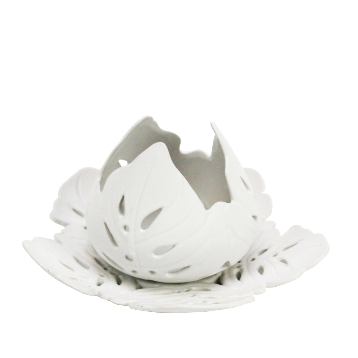 WHITE LOTUS FLOWER CANDLE HOLDER/PLATE