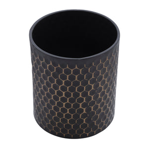 S/2 3D  HONEYCOMB PLANTER ON METAL STAND, BLK/GLD