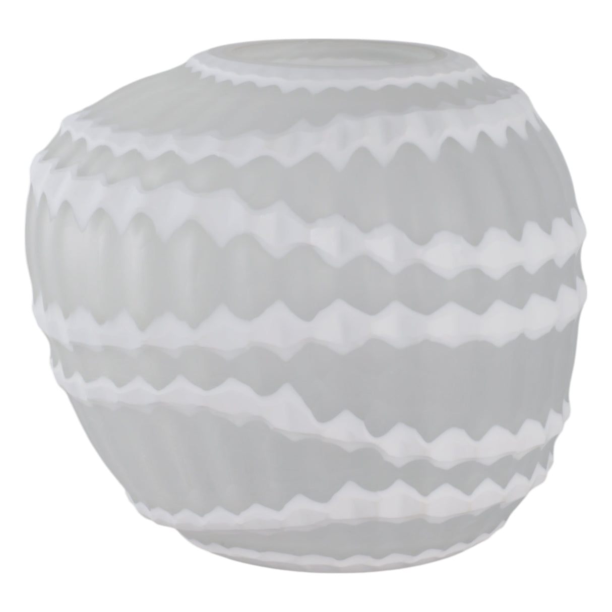 12" Warwick Small White Carved Glass Vase