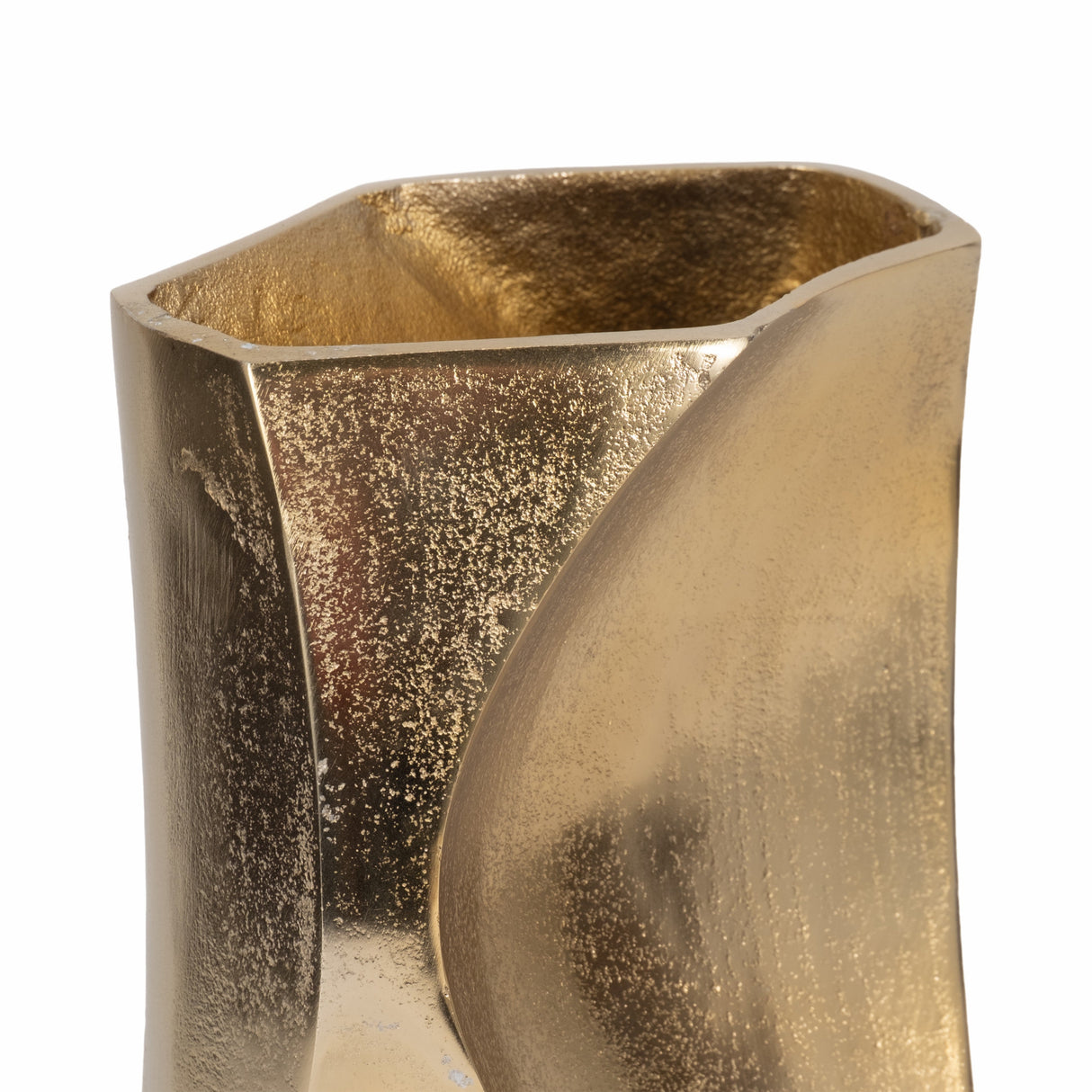 13" Warner Pinched Metal Vase, Gold