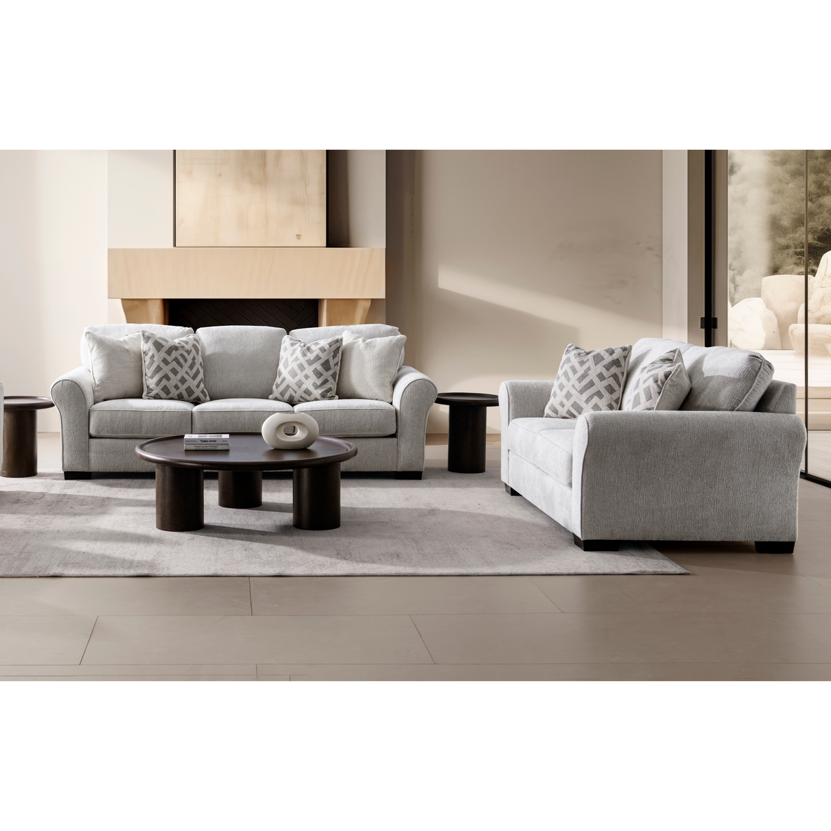 Dillon Grey Living Room Set ( Sofa + Loveseat)